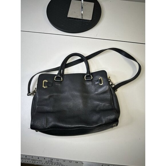 Michael Kors Hamilton Bag Black Leather Crossbody Gold Chain Large Size - Picture 3 of 12